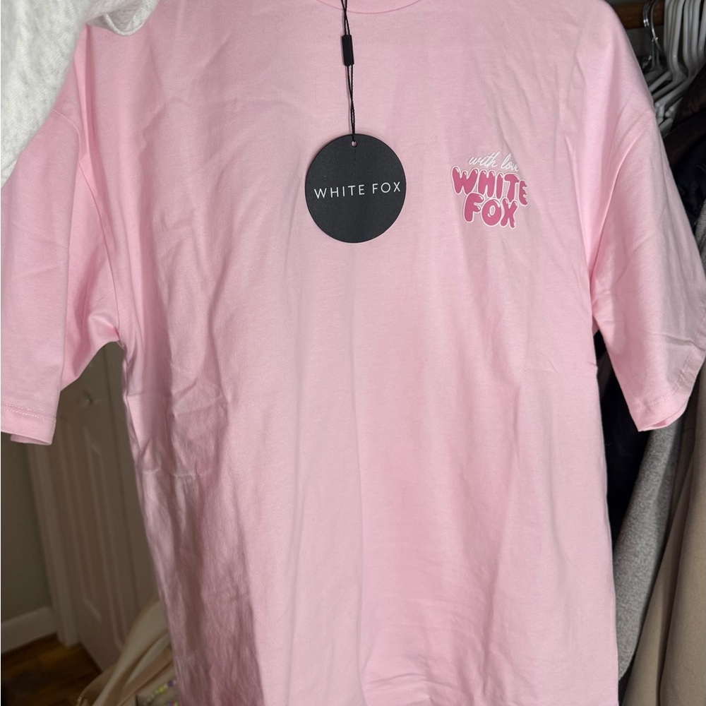 SOLD nwt White Fox With Love Baby Pink Tee SZ XXS/XS